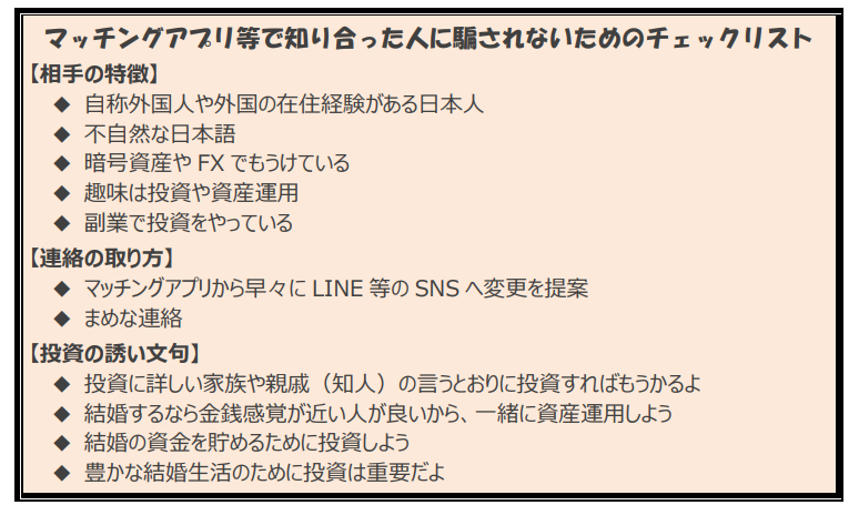 マッチングアプリで知り合った人に仮想通貨詐欺で騙されないためのチェックリスト