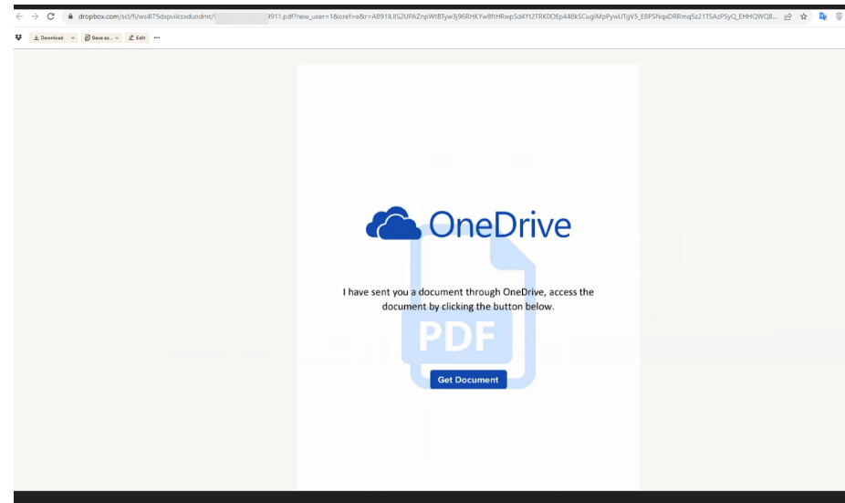 Dropboxを悪用したビジネスメール詐欺のメール例
