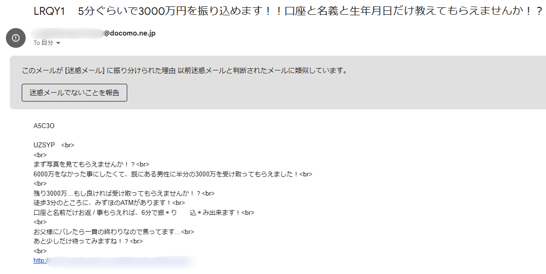 支援サイトAmber(アンバー)から届いた迷惑メール